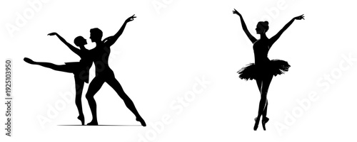 Elegant Ballerina in Black and White Silhouette