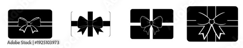 Timeless elegance: Silhouette of a gift card with a clean ribbon bow.