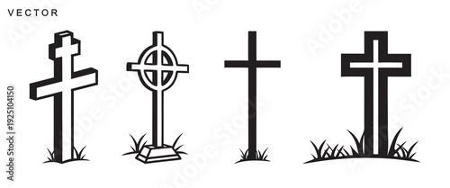 Christian cross set, Jesus Cross, Religion, latin cross silhouette, faith cross, crosses vector illustration