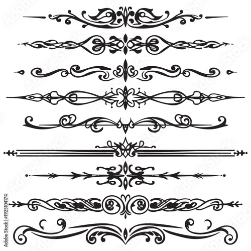 Set of nine vector ornamental page dividers design elements eps 10