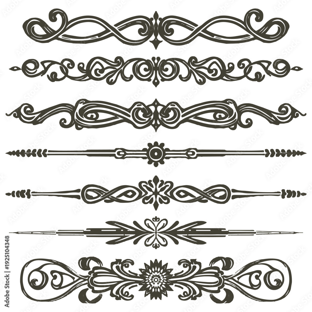Fototapeta premium Set of nine vector ornamental page dividers design elements eps 10
