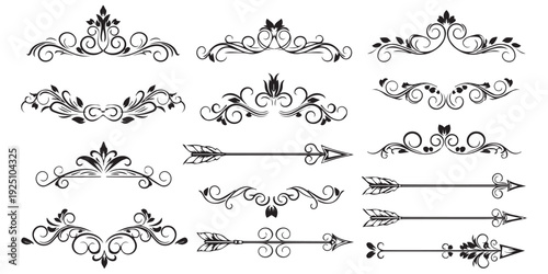 Set of nine vector ornamental page dividers design elements eps 10