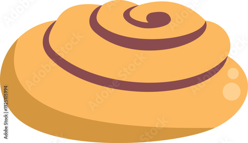 Sweet cinnamon roll pastry with brown icing swirl