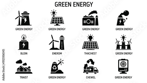 Illustrated overview of various sources of green energy and their applications