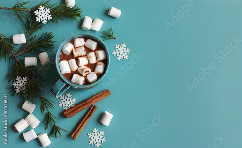 Warm winter drink with marshmallows