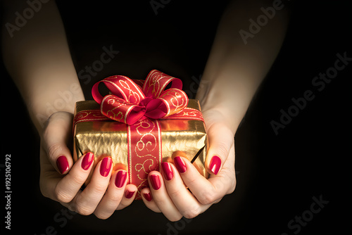 Woman holding a beautifully wrapped gift