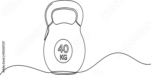 Kettlebell 40 Kg Fitness Icon with Heavy Weight Training Equipment Line Vector Illustration for Gym Workout, Strength Exercise, Bodybuilding and Sports Design