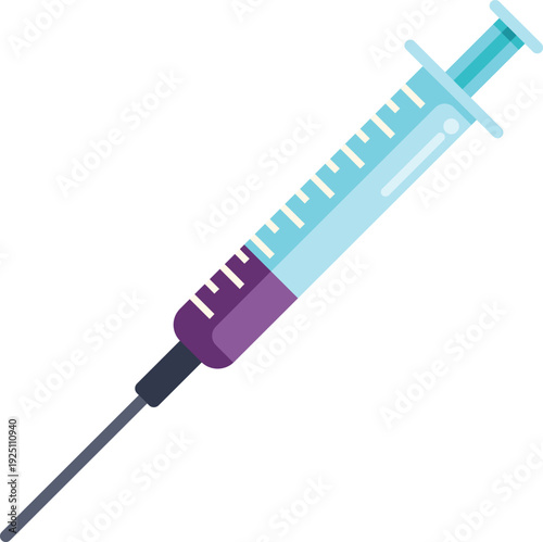 Syringe containing vaccine or medicine on a white background