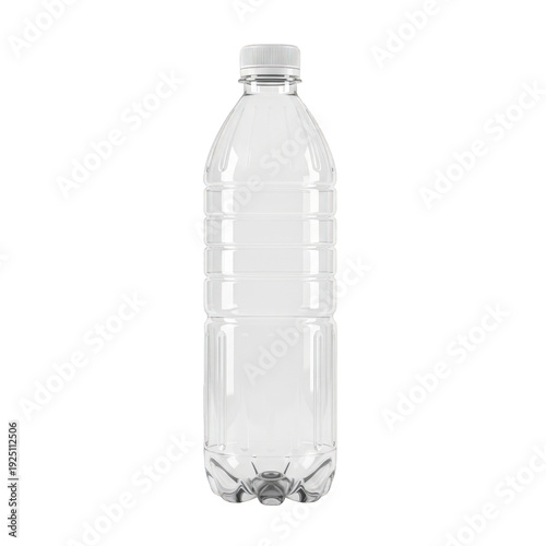 Empty clear plastic water bottle isolated on transparent background