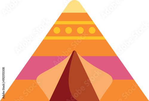 Colorful teepee tent icon representing an ancient tribal shelter