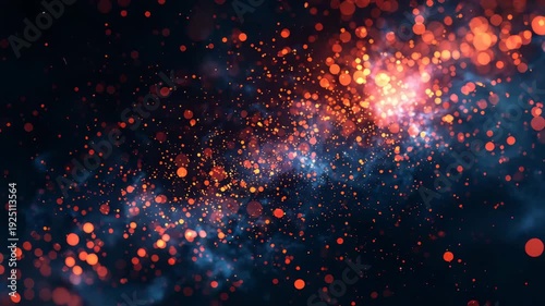 Abstract cosmic explosion with glowing particles in deep space