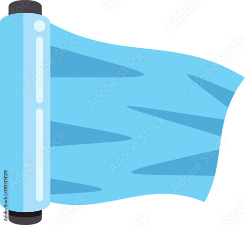 Blue plastic stretch film roll representing food preservation and packaging in a flat icon style