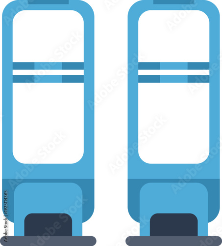 Two security gates standing at a retail store entrance for anti theft protection