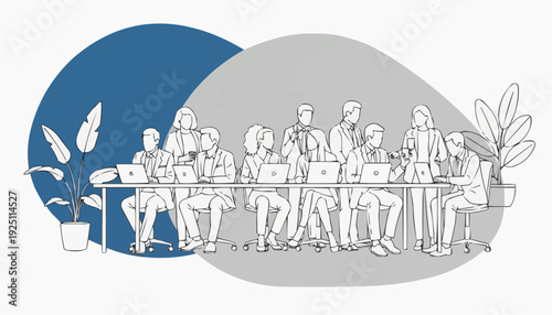 Professional team collaborating in modern office meeting