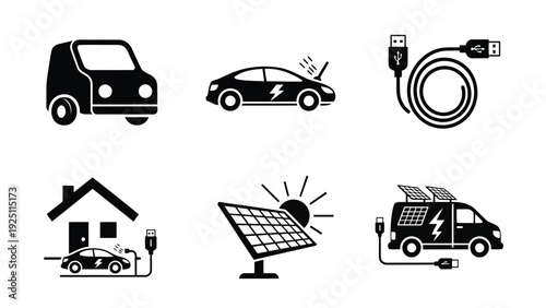 Modern icons representing various aspects of daily life and technology integration