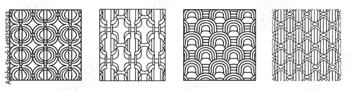 Four unique geometric patterns displayed as a linear combination of illustrations