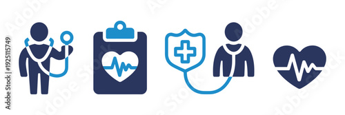 patient checkup and diagnosis icons illustration for professional hierarchy in medical field, intern.