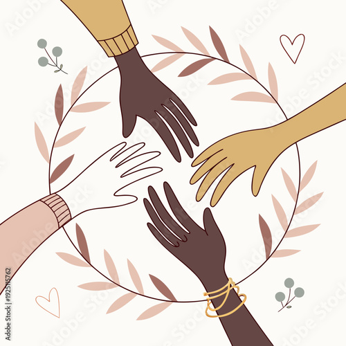 International Day for the Elimination of Racial Discrimination – Diverse Hands Unity Concept, Equality and Anti-Racism Awareness Illustration