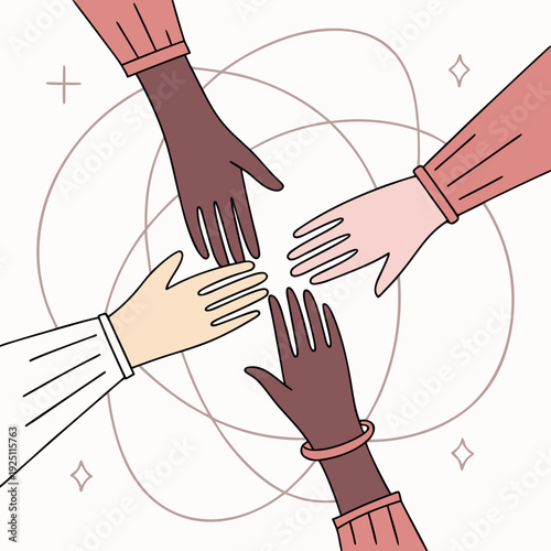 International Day for the Elimination of Racial Discrimination – Diverse Hands Unity Concept, Equality and Anti-Racism Awareness Illustration
