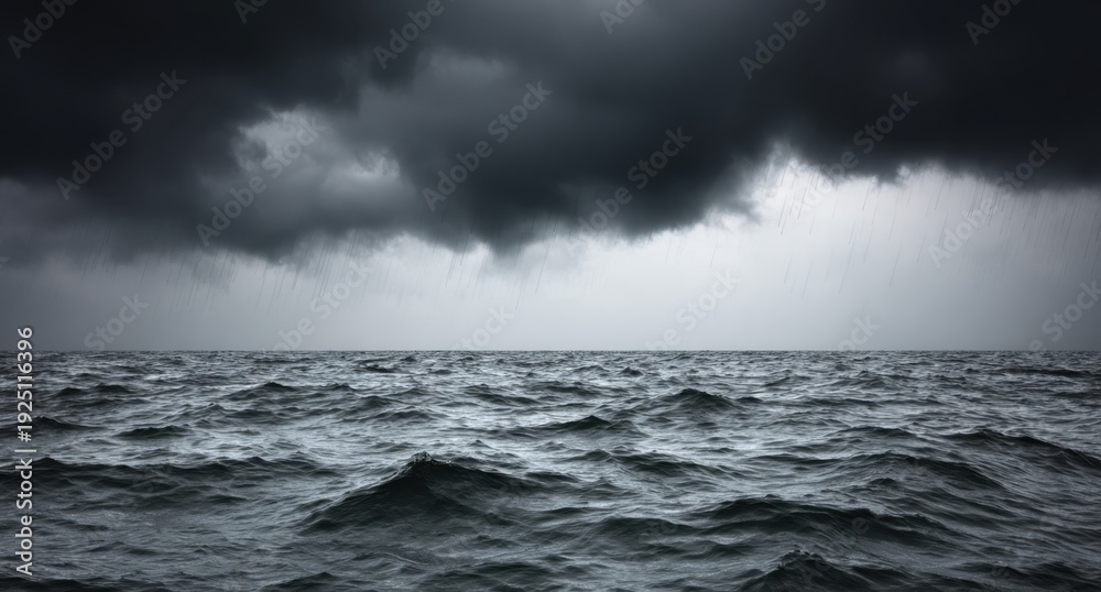 Obraz premium Dramatic seascape with stormy sky and rough ocean