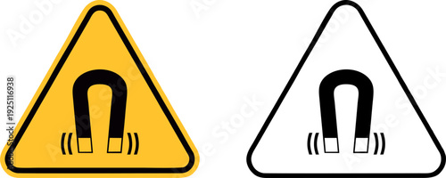 Magnetic Field Warning Symbol and Strong Magnetism Hazard