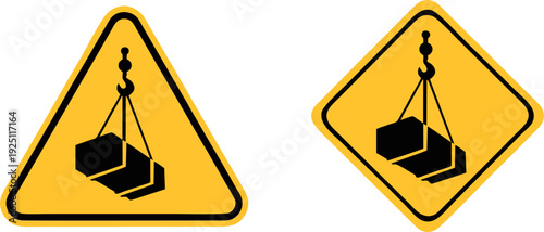 Overhead Suspended Load Crane Danger Warning Safety Sign Vector