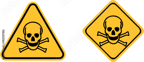 Toxic Poison Skull Hazard Warning Triangle Safety Sign Vector Illustration