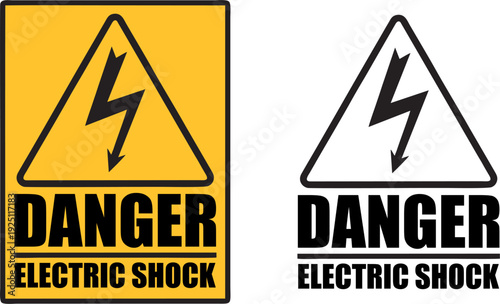 Danger Electric Shock Warning Label Industrial Safety Poster Vector