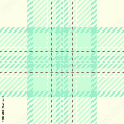Stylish textile check seamless, fold fabric pattern plaid. French vector tartan texture background in light and mint colors.