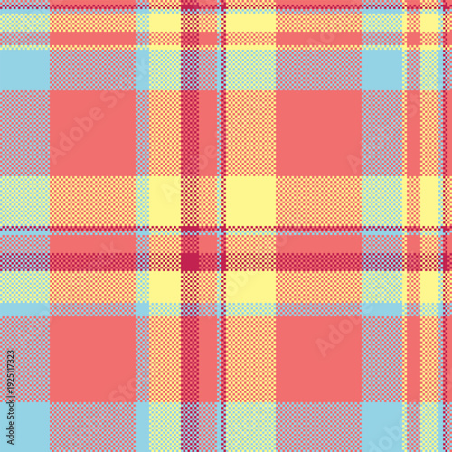 Cyan tartan pattern texture, printing check vector background. Romance fabric seamless textile plaid in red and cyan colors.