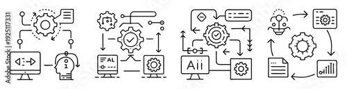 Artificial Intelligence and Machine Learning Concept Illustrating Data Processing Flow