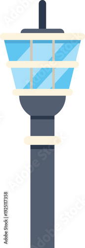 Skyscraper observation tower standing tall with a blue glass facade