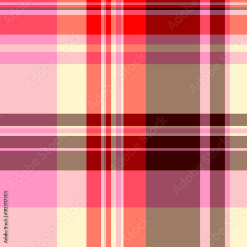 Guy seamless tartan texture, plank background pattern check. Stroke fabric textile plaid vector in red and pink colors.