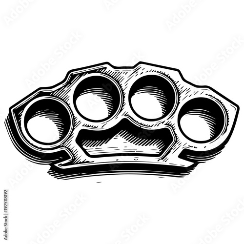 Brass Knuckles Vector Illustration Metallic Knuckle Duster Weapon Icon Design. Realistic Brass Knuckles Isolated on White - Professional Vector Weapon Graphic. Knuckle Dusters Vector Art