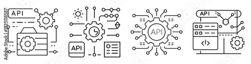 Various linear representations of application programming interfaces depicting software communication