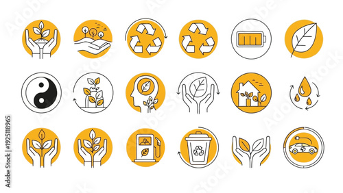 Assorted icons representing diverse human emotions and activities in a circular design
