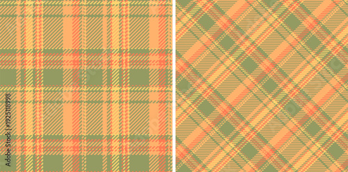 Vector fabric background of tartan plaid pattern with a check texture textile seamless. Set in nature colors for holiday fashion trends in festive look.
