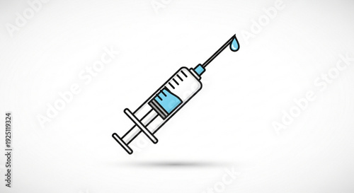 Medical Syringe with Liquid Droplet Isolated on White Background
