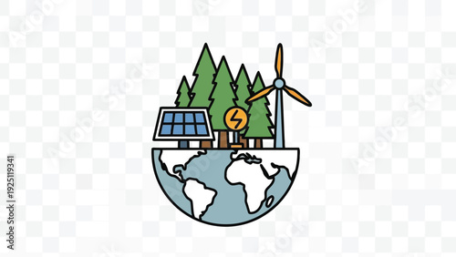 Global harmony with nature and technology blending together for sustainability.