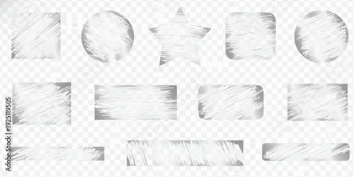 A collection of wrinkled plastic wrap overlay textures in various shapes