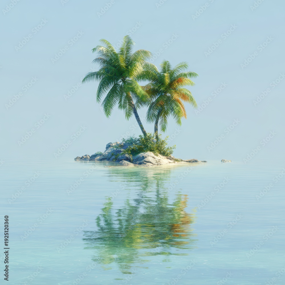 Obraz premium Tropical Island Paradise - Palm Tree Reflection