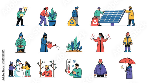 Diverse group of people engaging in various activities and professions