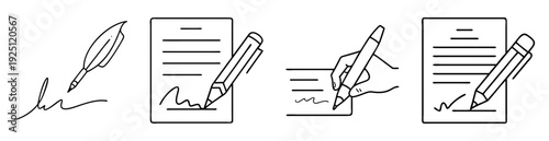 Illustration of various methods of writing, including feather quill and pencil