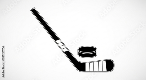 Hockey Stick and Puck Isolated on White Background
