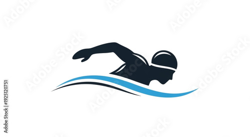 Swimmer Silhouette Swimming in Water Vector Illustration