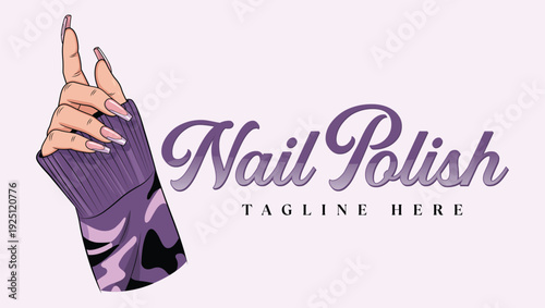 Nail Polish Elegance: A stylish graphic featuring a hand adorned with beautifully manicured nails, perfectly showcasing the essence of nail polish.