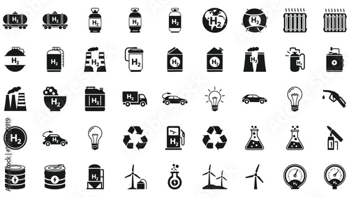 Collection of diverse icons representing various technology, communication, and lifestyle themes