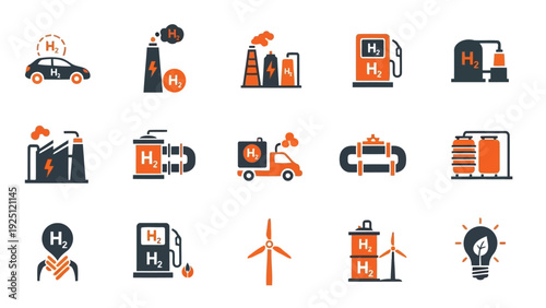 Collection of diverse industrial and construction machinery icons