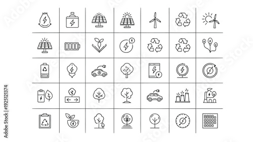 Collection of icons representing various household and outdoor activities and objects