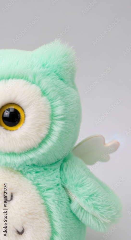 Fototapeta premium Cute Teal Owl Stuffed Animal Toy.